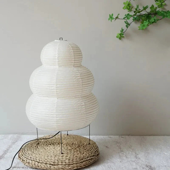 SabiGlow - Lånbar Wabi Sabi Rispapper Golvlampa med justerbart stativ