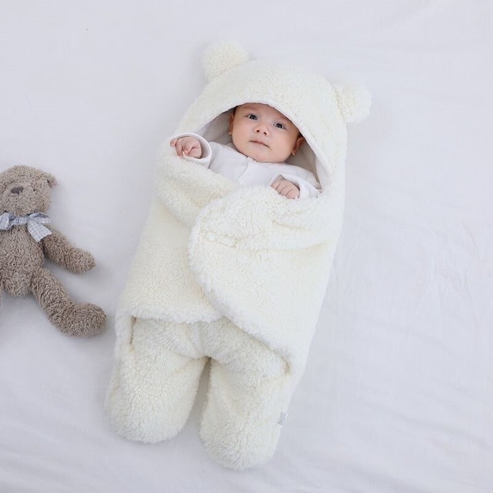 Babyfilt Fleeceomslag med Huva Design